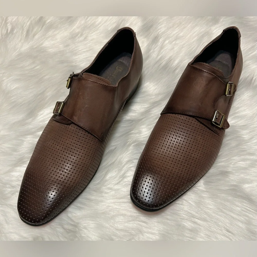 Carrucci Perforated Double Monk Strap Red Bottom K5308-06 Shoes - Picture 3 of 9